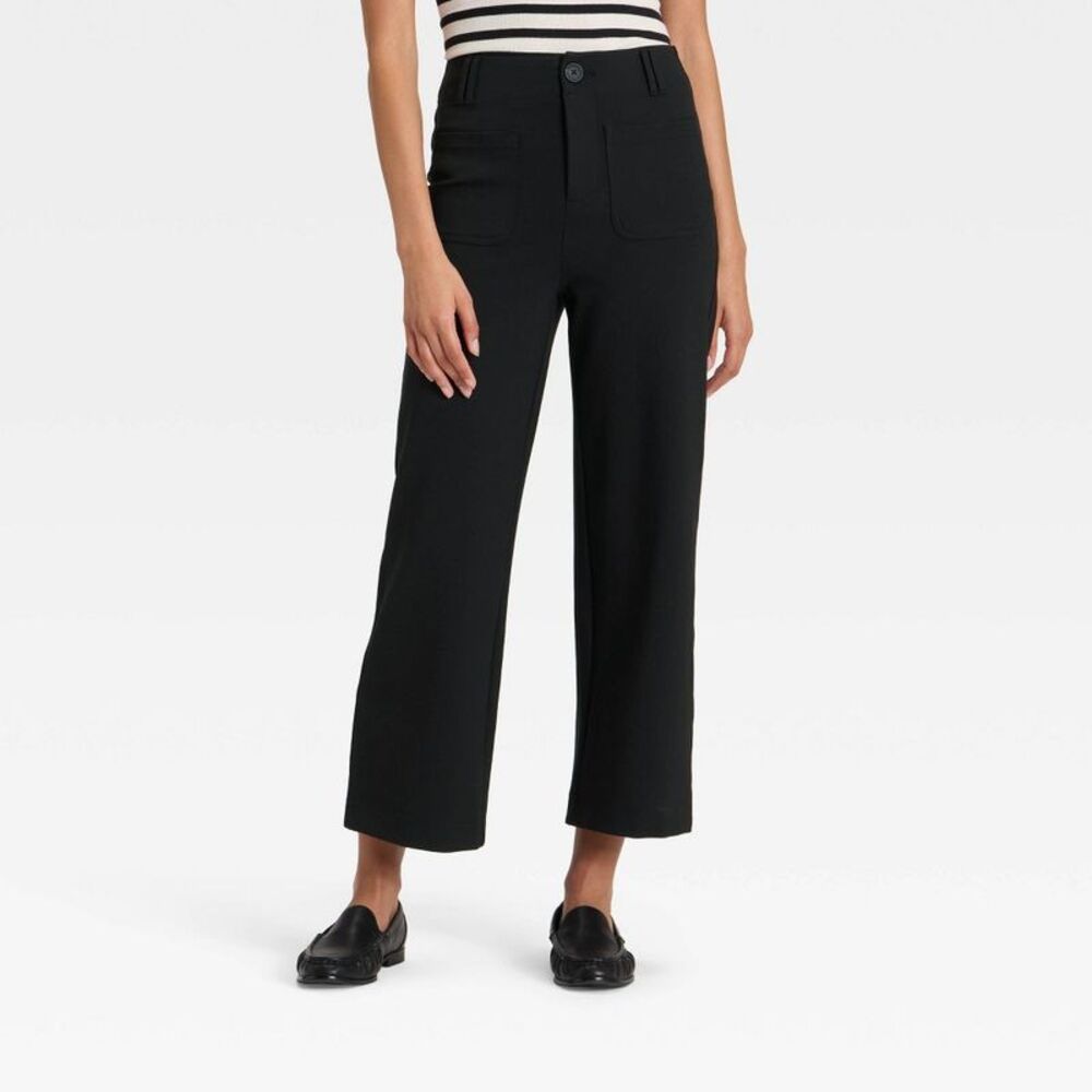 Women's High-Rise Cropped Pants - A New Day Black 2